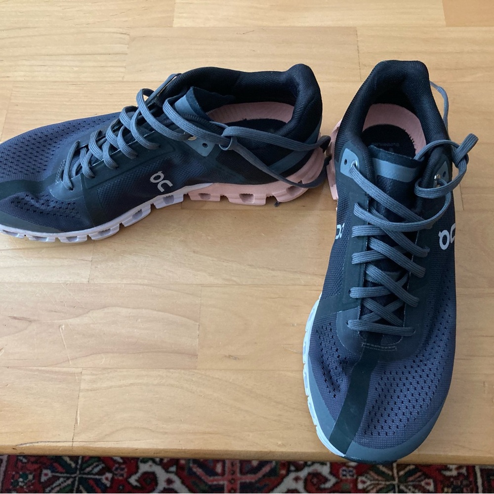 On Running Black and Pink Athletic Shoes